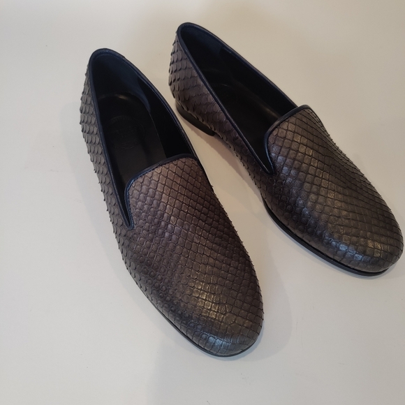 Ambrogio Men\'s Handmade Gray Exotic Snake-Skin Loafers main image 4